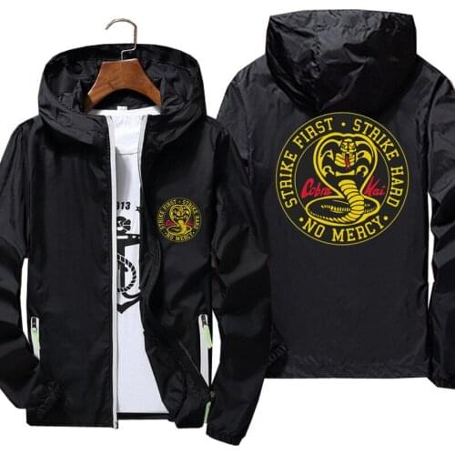Cobra Kai No Mercy Strike First Strike Hard Plus Size Thin Reflective Sunscreen Windbreaker Skin Ultra Light Mens Jackets Coats