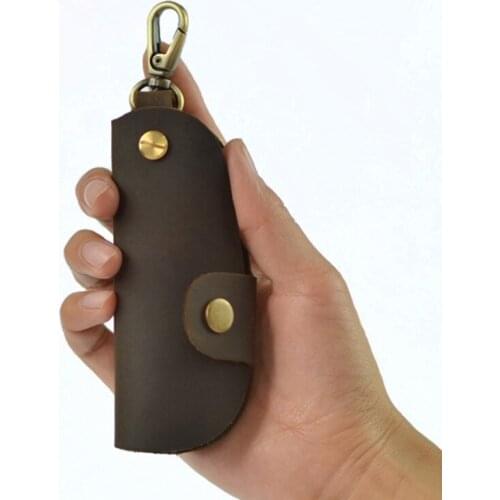 Handmade Key Holder Wallet Men Retro Genuine Leather Keychain Car Key Holders Home Housekeeper Cool Man Keys Organizer