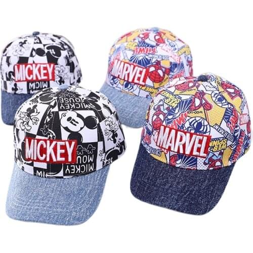 Disney Childrens Hats Spring and Autumn New Boys Cartoon Cowboy Caps Europe and America Spiderman Mickey Baseball Cap