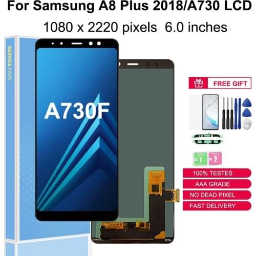 Super AMOLED Display LCD For SAMSUNG Galaxy A8 Plus 2018 A730 A730F LCD Display Touch Screen Digitizer Replacement Parts