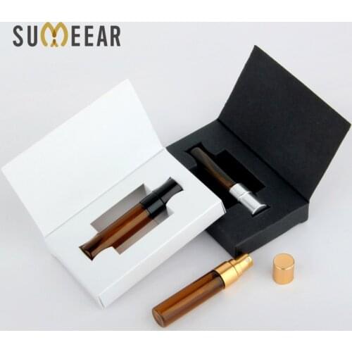 50 Pieces 5ml Amber Bottles mini Perfume Bottle Packaging Boxes With Atomizer Glass Perfume Bottle Customizable LOGO