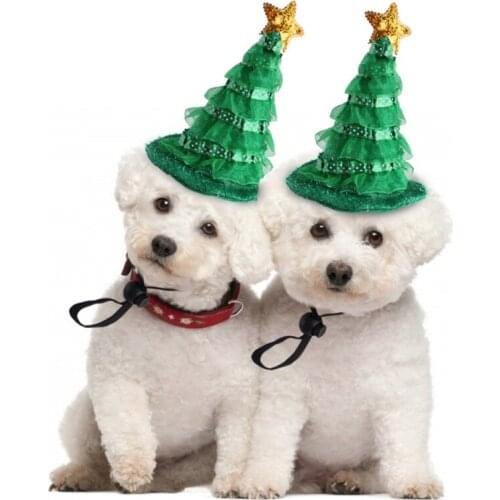 A Pet Hat Teddy Dress Up Christmas Tree Headdress Cat Dress Up Hat Cat Headgear Halloween Pet Cosplay Costume Decoration