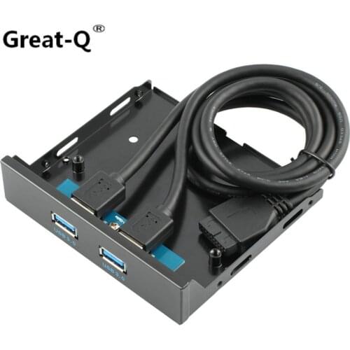 Great-Q Floppy Disk USB 3.0 20 Pin 2 Ports Front Panel Bay Hub Bracket Cable
