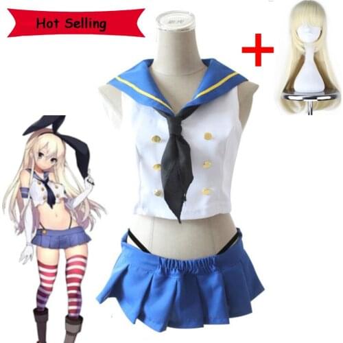 Game Anime Kantai Collection Kancolle Fleet Girls Kanmusu Shimakaze Cosplay Costume Sailor Suit for Women Summer Dress Halloween