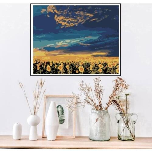 Oil Painting By Numbers "Sunflower"Drawing on Canvas HandPainted Art Gift DIY Picture By Number Kits Wall Decor