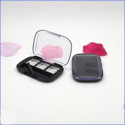 Cosmetic Compact 3 Grids Square Empty Eye Shadow Palette Transparent Lipstick Container with Lip Brush Eyeshadow Packing Box