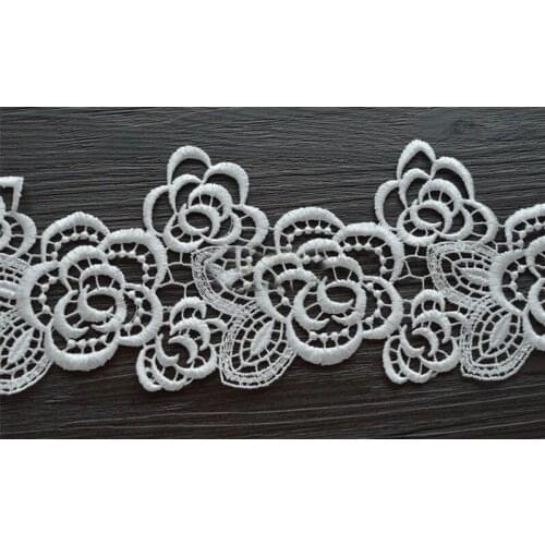5 yard 8.2cm 3.22" wide ivory embroidered tapes lace trim ribbon 1038749QL4K41