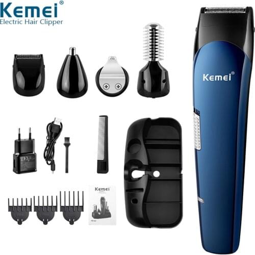 Kemei 5 in 1 Rechargeable Hair Trimmer Titanium Hair Clipper Electric Shaver Beard Trimmer USB Chargeable Shaving Clippers 550