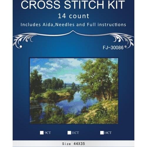 Oneroom Cross Stitch Embroidery Kits 14CT Landscape River Cotton Thread Painting DIY Needlework DMC New Year Home Decor