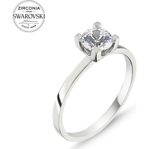 Silver 925 Sterling Swarovski Zirconia Cubic Zirconia Engagement Ring