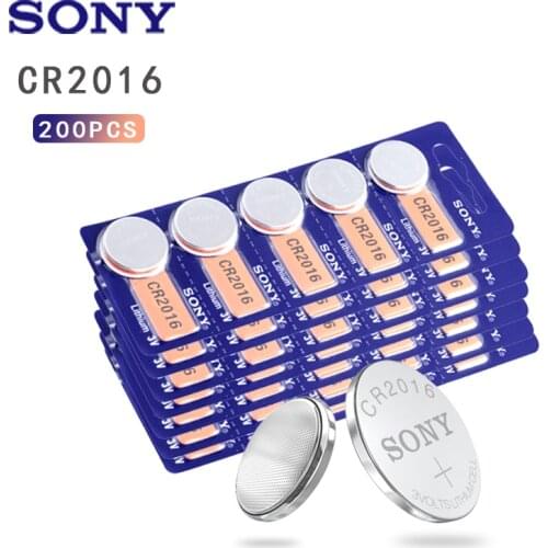 200pcs Sony CR2016 Original Lithium Button Battery 3V cr 2016 DL2016 KCR2016 BR2016 Coin Cell batteries for watch computer