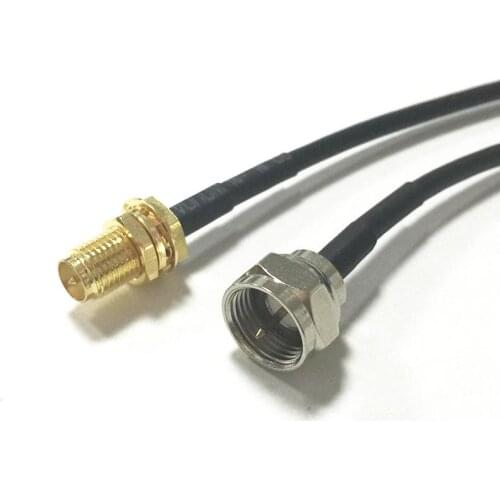 New RP-SMA Female Jack nut Switch F Male Plug pigtail cable RG174 Wholesale 20CM 8" Adapter