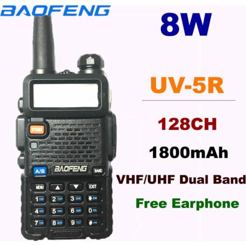 Baofeng UV-5R 8W Walkie Talkie VHF/UHF Dual Band Portable CB Ham Radio Station Amateur Police Scanner Radio Intercome