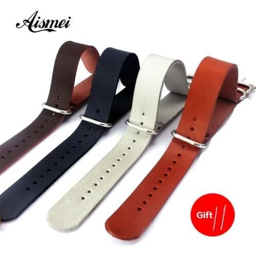Top Quality PU Leather ZULU Watchband Strap NATO Imitation Leahter Watch band 18mm 20mm 22mm 24mm Watch Accessories