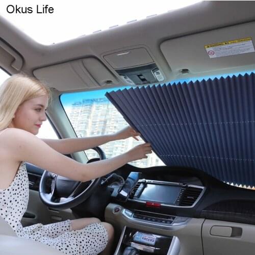 SUV Truck Car Front Windshield Retractable Sunshade Rear Window Sun Shield Blind Sunshade Heat Insulation UV Curtain 46/65/70cm