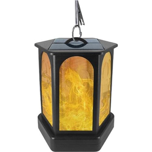 Solar Powered LED Flame Lamp for Camping,Outdoor Portable Lantern with Light Sensor for Tent,Exterior Garden Party Decor