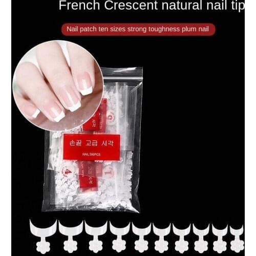 Nail Tips 500 Pcs/Bag French Nail Tip Short Fake Nails Detachable Nails Art Decoration 5 Color French Manicure For DIY Salon Use