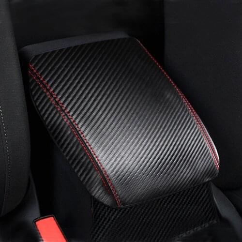Car Interior Carbon Style Microfiber Leather Center Armrest Cover Trim For VW Golf 7 MK7 2014 2015 2016