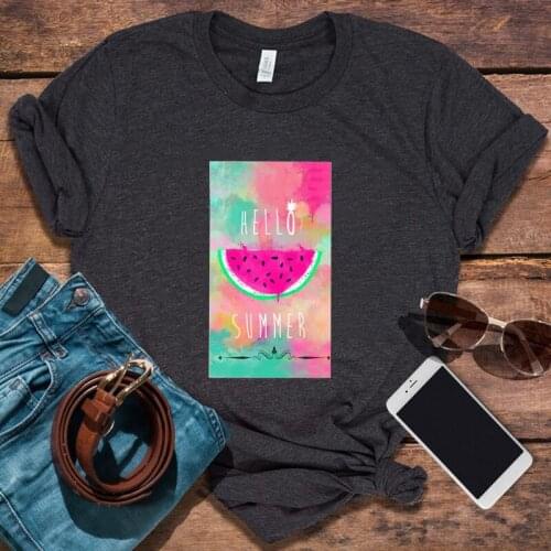 Hello Summer Graphic Tees Women Summer Beach Woman Tshirts Beach Vacation Tops Women 2021 Vintage Tee Beach Style XL