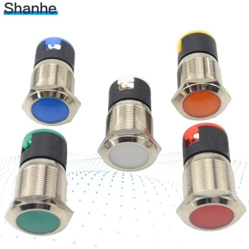 1PCS 22mm waterproof 12V 24V 220V LED Indicator Pilot Light Signal Lamp metal head signal lamp