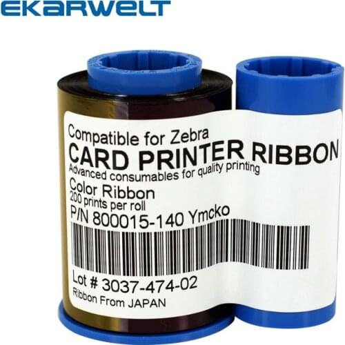 10pcs compatible Zebra 800015-140 YMCKO Color Ribbon 200prints for Zebra P300C P310C P400 Card Printer