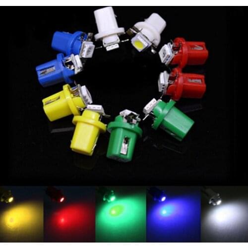 10 Pcs T5 B8.5D Car LED Gauge 5050 SMD Dashboard Dash Side Auto Light Bulb