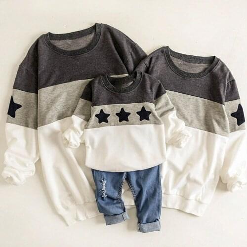 2 Colors Patchwork Star Family Hooides Family Matching Clothes New Family Look Mother and Daughter Matching Clothes
