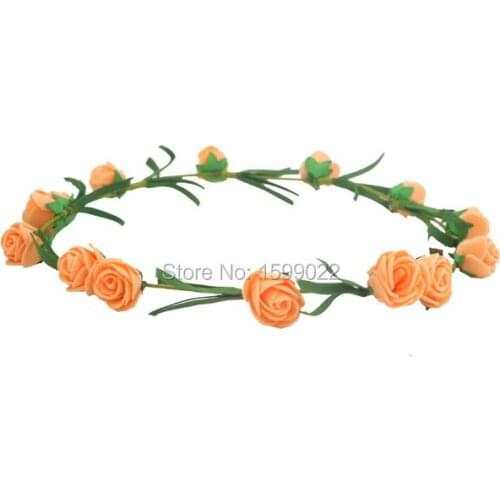 2pcs/lot Floral Halo Headband Simple Fall Wedding Flower Headpieces Sweet Orange Hair Accessories Halloween Carnival Head Dress
