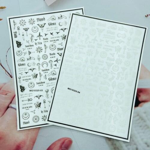3d DIY Japanese Style Thin Light Traceless Nail Stickers Black White Butterflies Frostwork Moon Dry Nail Decals Nail Art Women