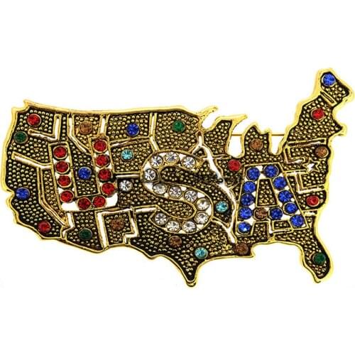 50pcs 60mm High Qualtiy Vintage Style USA American Map Pin Brooch