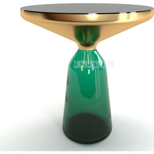 50cm Nordic Luxury Glass Tea Table Creativity Translucent Glass Bottle Leg Design Living Room Modern Round Tea Coffee Table S