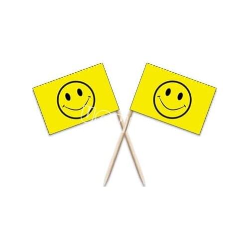 500 Pack Smiling Face Toothpick Flag Party Cupcake Picks Toothpick Flag Dinner Flags Cake Toppers Decorations Party Supplies