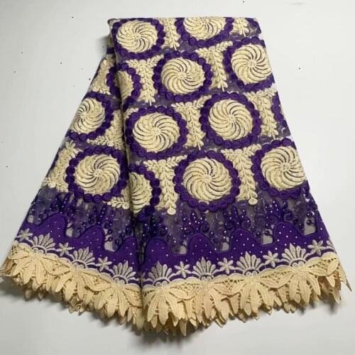 African Guipure Cord Lace Fabric High Quality Tulle Embroider Nigerian French Cord Lace Fabric With Stones For Wedding dress