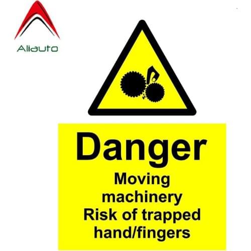 Aliauto Warning Car Sticker Danger Moving Machinery Risk of Trapped Hand Fingers Creative Decal Accessories PVC for VW,15cm*11cm