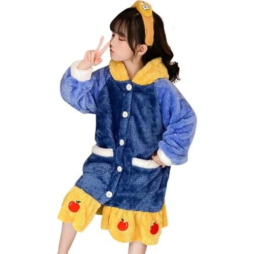 Kids Dresses For Girls Flannel Pattern Sleeping Dress For Kids Girl Winter Children Party Dresses Casual Style Girls Costumes Ki