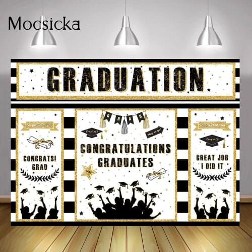 Congratulations Graduation School Party Backdrop Graduate Classmate Portrait Background Back to School Photography Stripes