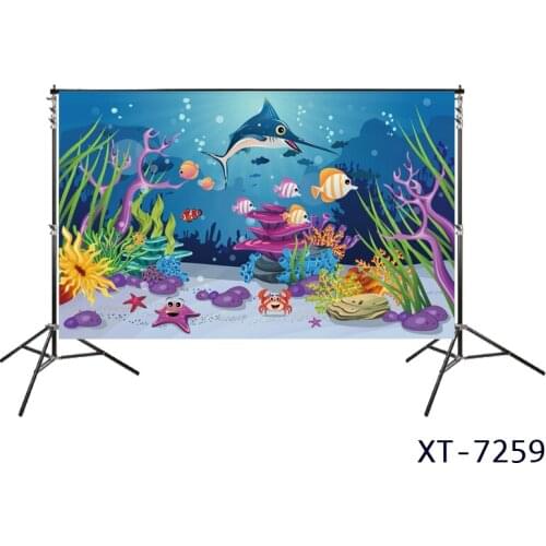 Undersea Photography Backdrop Birthday Party Colorful Tropical Fishes Cartoon Ocean Water Habitat Animals Underwater Background