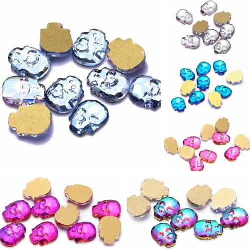 Nail Art Stone 50pcs Skull Head Design Glass Rhinestone For Nail Art Decorations Flatback Nail Stickers DIY Craft Art Stones