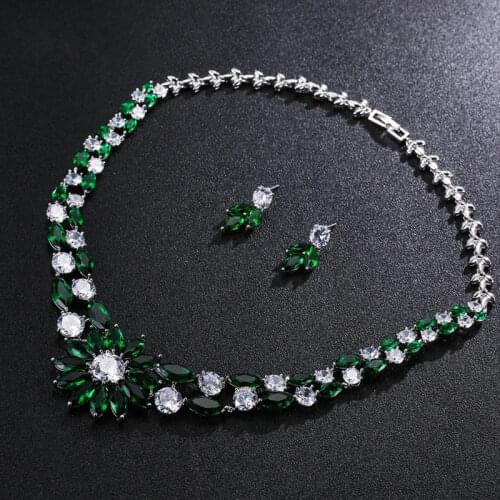 Necklace Earring Set Gas Luxury Sun Flower Ladies Set Chain Wedding Bridal Party Jewelry Set Dress Up