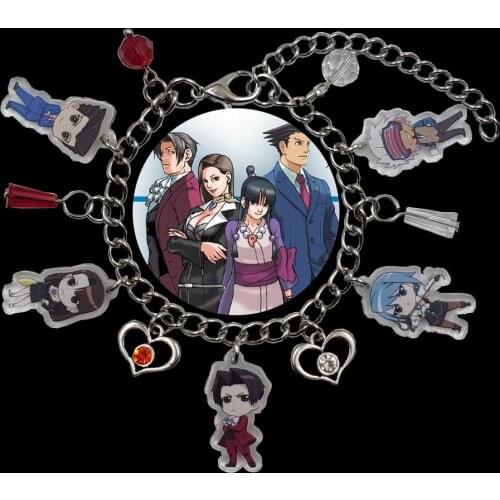 Hot Sale Korean Style Acrylic Charm Game Ace Attorney Chain Anime Bracelet For Women Heart Bead Cute Birthday Party Gift