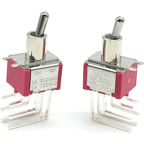 Miniature Latching Toggle Switch T80-T ON ON 6 pins DPDT 2 Position 3A/250V 5A/125V 6mm T8012L