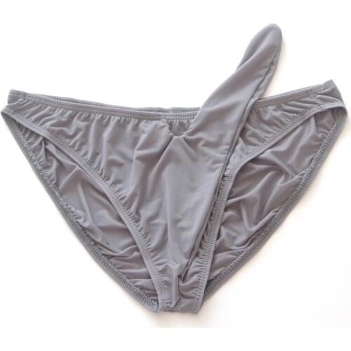 Mens Swimwear Briefs Sexy Ice Silk Bikini Thong Underpant Panties Low Rise Male Penis Sheath Gay Underwear Beach Sunbath