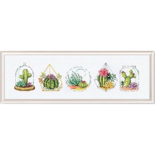 "Succulents cactus" Flowers Counted cross stitch kit 14ct 11ct printed fabric embroidery DIY needlework High Quality Fishxx