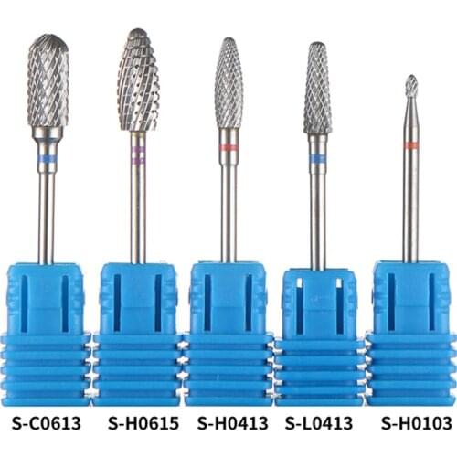 Cuticle Nail Drill Bits Set 5PCS Acrylic Tungsten Steel Nail File Bit Manicure Pedicure for Electric Nail Art Pen 3/32 inch