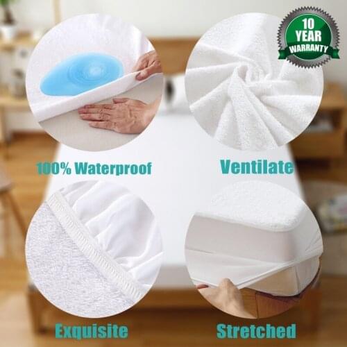 Terry cloth Waterproof Mattress Cover Protector Mattress Pad Cover Soft Anti Mites Bed Bug Proof