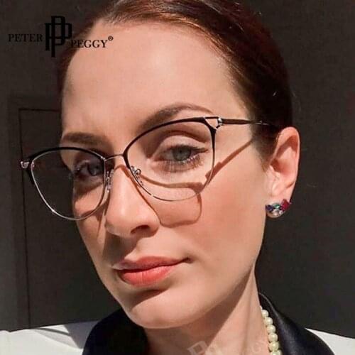 Cat Eye Glasses Women Fashion Metal Luxury Brand Classic Vintage Glasses Men Frames Prescription Computer Eyeglasses Frames