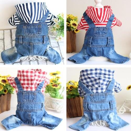 Pet Dog Clothes for Dog Soft Summer Plaid Jean Dog Vest Jackets For Small Dogs Chihuahua Jean Puppy Jacket T shirt Cat Vests