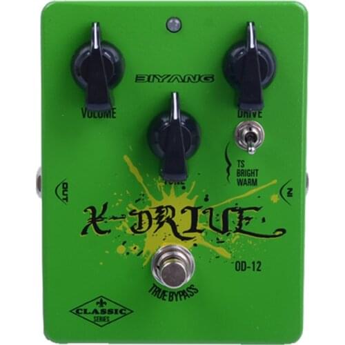 Biyang OD-12 True Bypass Overdrive Effect guitar Pedal Green Custom Electric guitar pedal With Free Connector