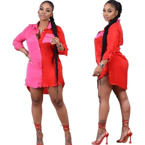 Casual Top Mid-Length Women Shirts African Clothing Single-Dreasted Long-Sleeved Shirt Skirt European American Autumn Clothing