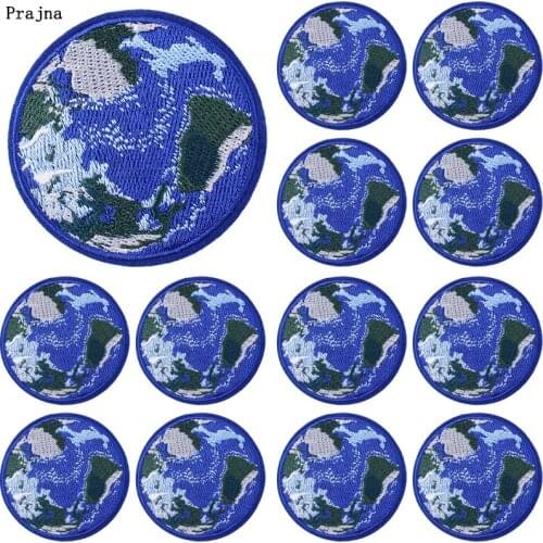 Prajna 10 PCS Earth Embroiderd patches For Clothing Sticker Earth Iron On Patches On Clothes Applique Badges For Clothes